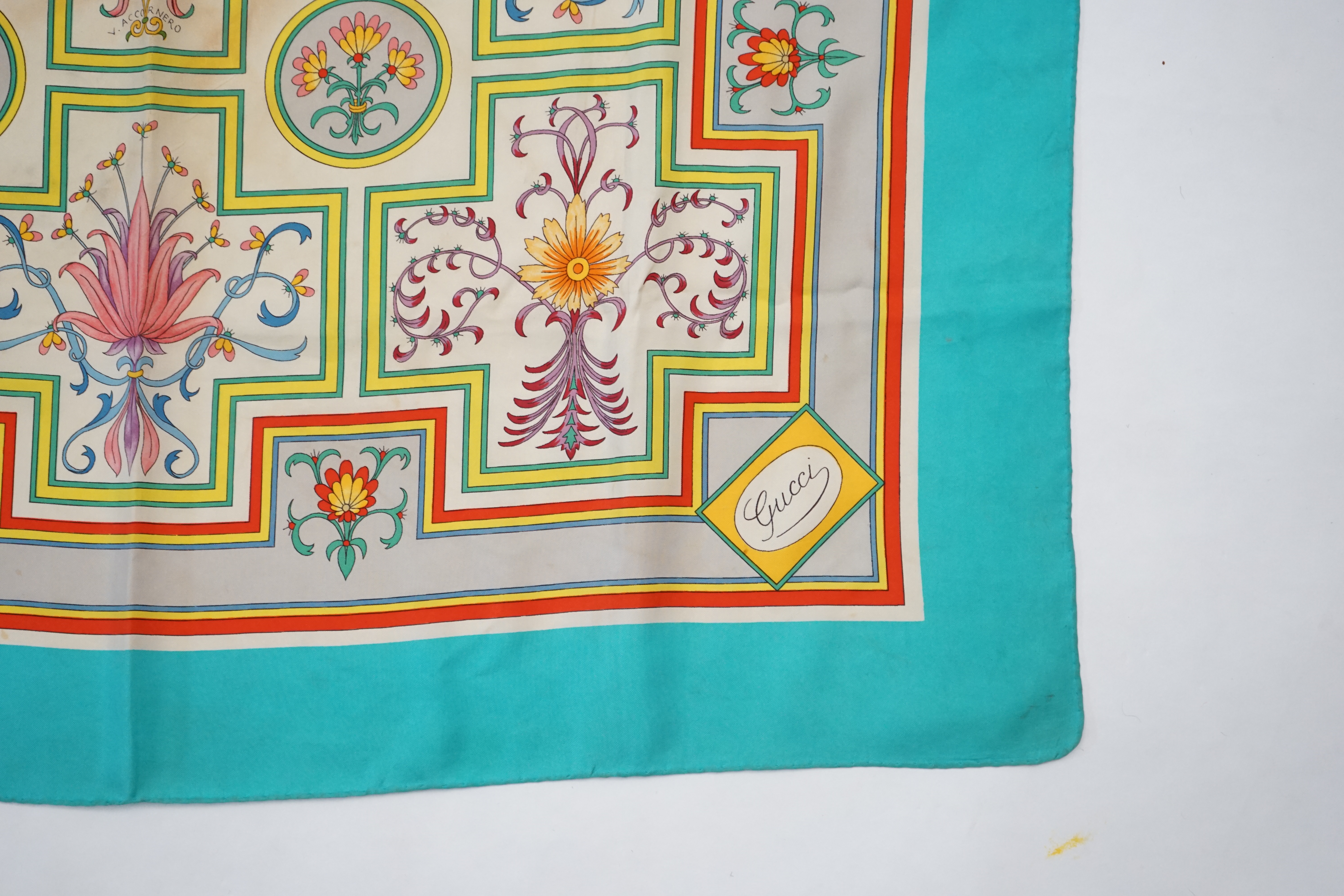 A Gucci Vittorio Accornero silk scarf, 88cm x 85cm